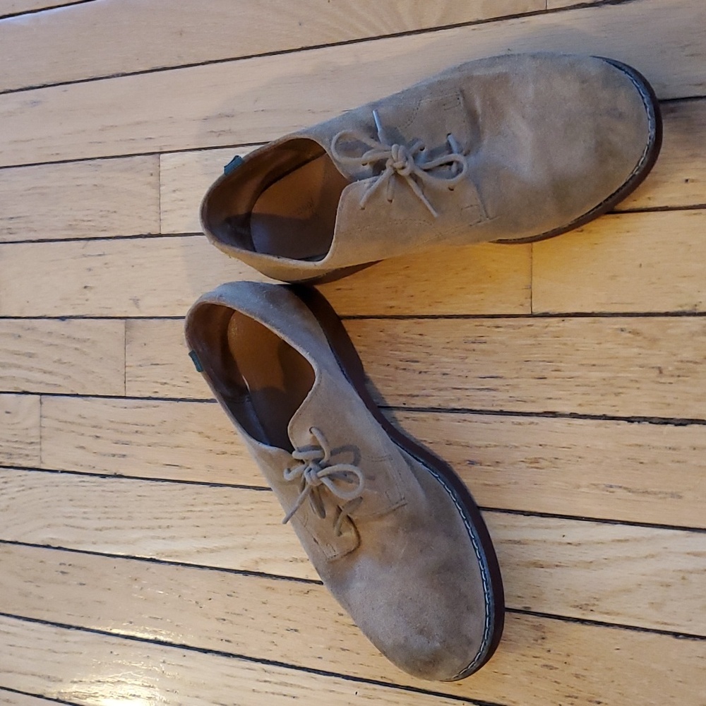 Tan suede loafers